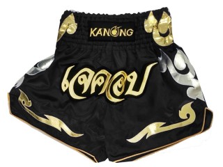 Short  de Boxe Thai Personnalisé : KNSCUST-1082 Noir